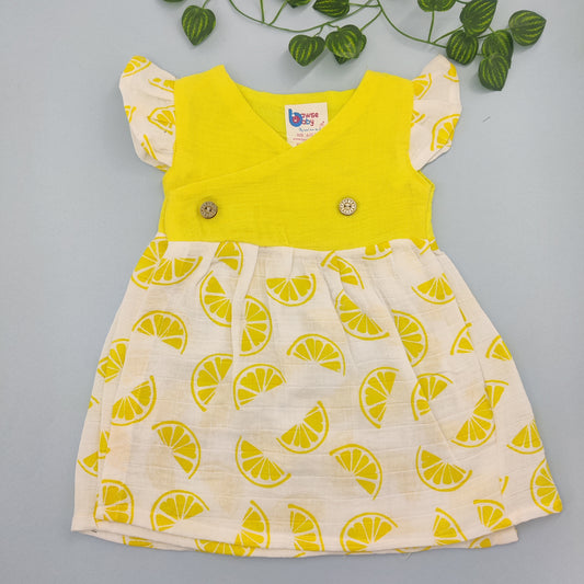 Lemonade crossover VARNA muslin frock with frill sleeve - Bawse Baby