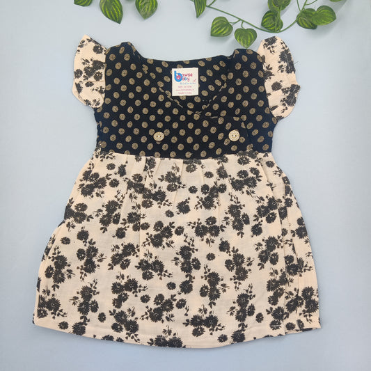 Black Forest crossover VARNA muslin frock with frill sleeve - Bawse Baby