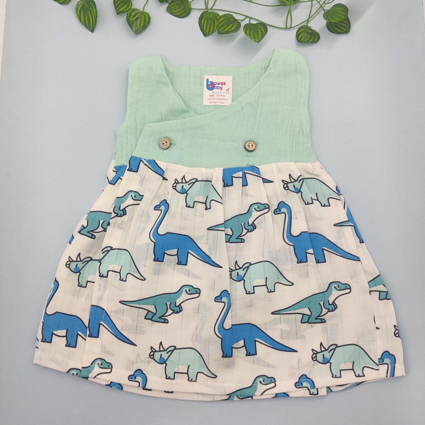 Dino crossover VARNA muslin frock Sleeveless - Bawse Baby
