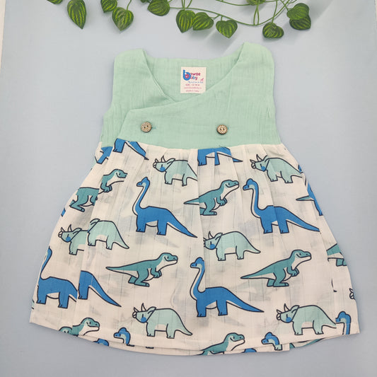 Dino crossover VARNA muslin frock Sleeveless - Bawse Baby