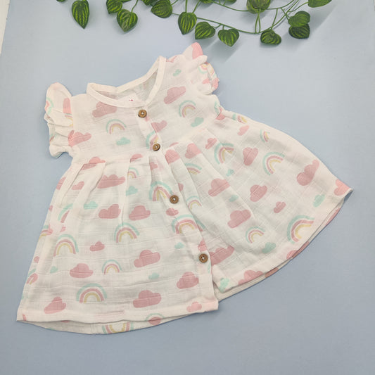 Crinkled Muslin Frill Frocks - Bawse Baby