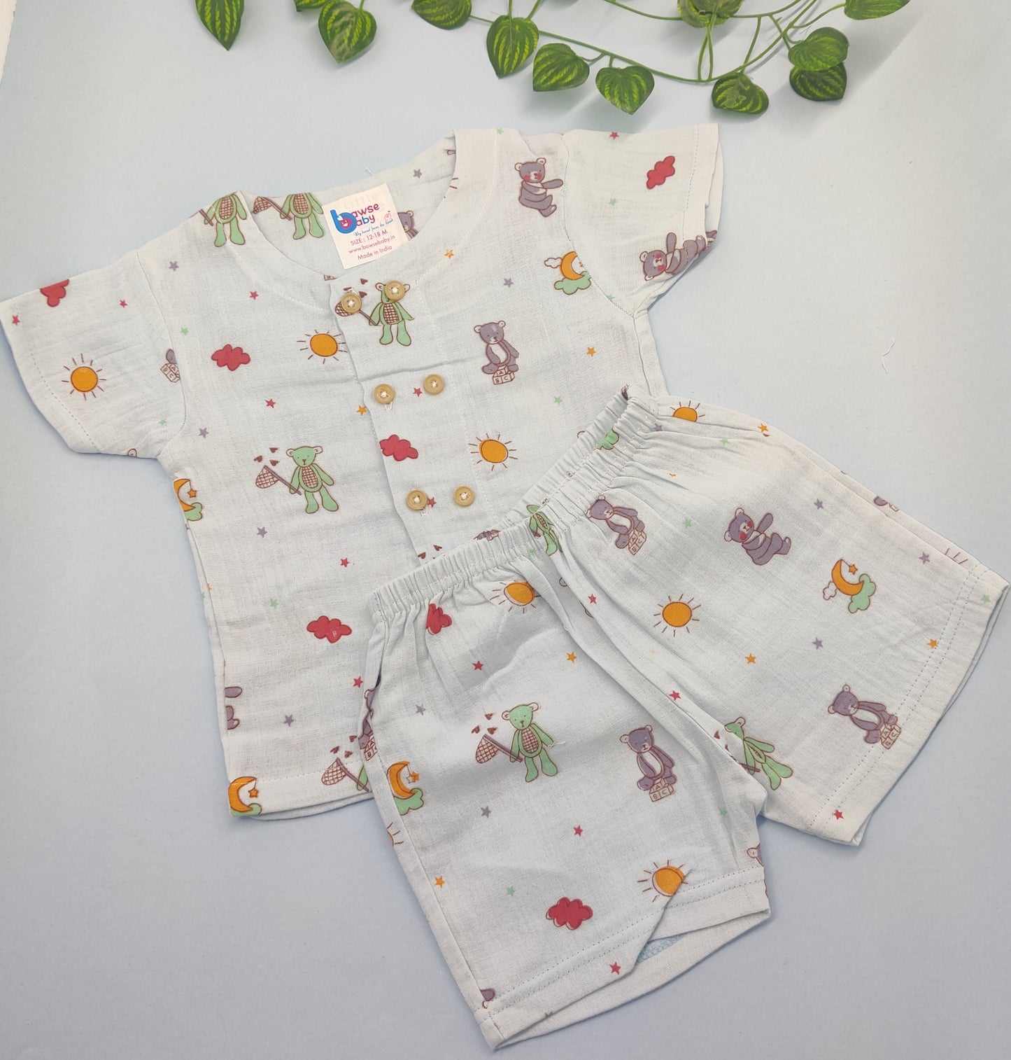 Blue circus party Crinkled muslin co-ords - Bawse Baby