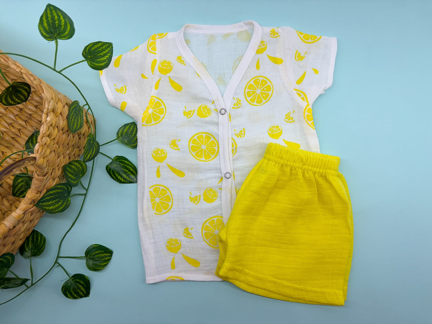 Half sleeve Lemonade Crinkled muslin co-ords