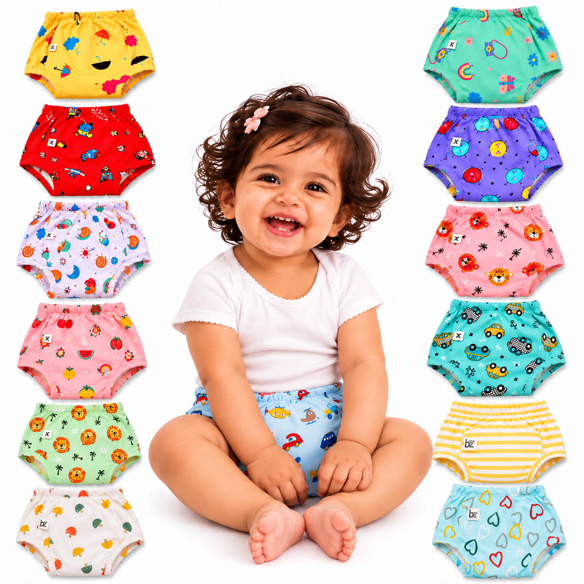 Bawse Baby Reusable Padded Underwear for Babies & Toddlers | Potty Training Pants | 3-Layer Cotton Padding | Absorbs 1 Pee | Diaper-Free Time