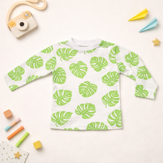 Full Sleeve T-shirt-  Green Leaves