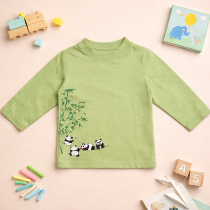 Full Sleeve T-shirt-Pandas in the forest