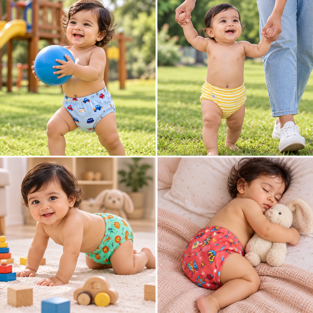 Bawse Baby Reusable Padded Underwear for Babies & Toddlers | Potty Training Pants | 3-Layer Cotton Padding | Absorbs 1 Pee | Diaper-Free Time