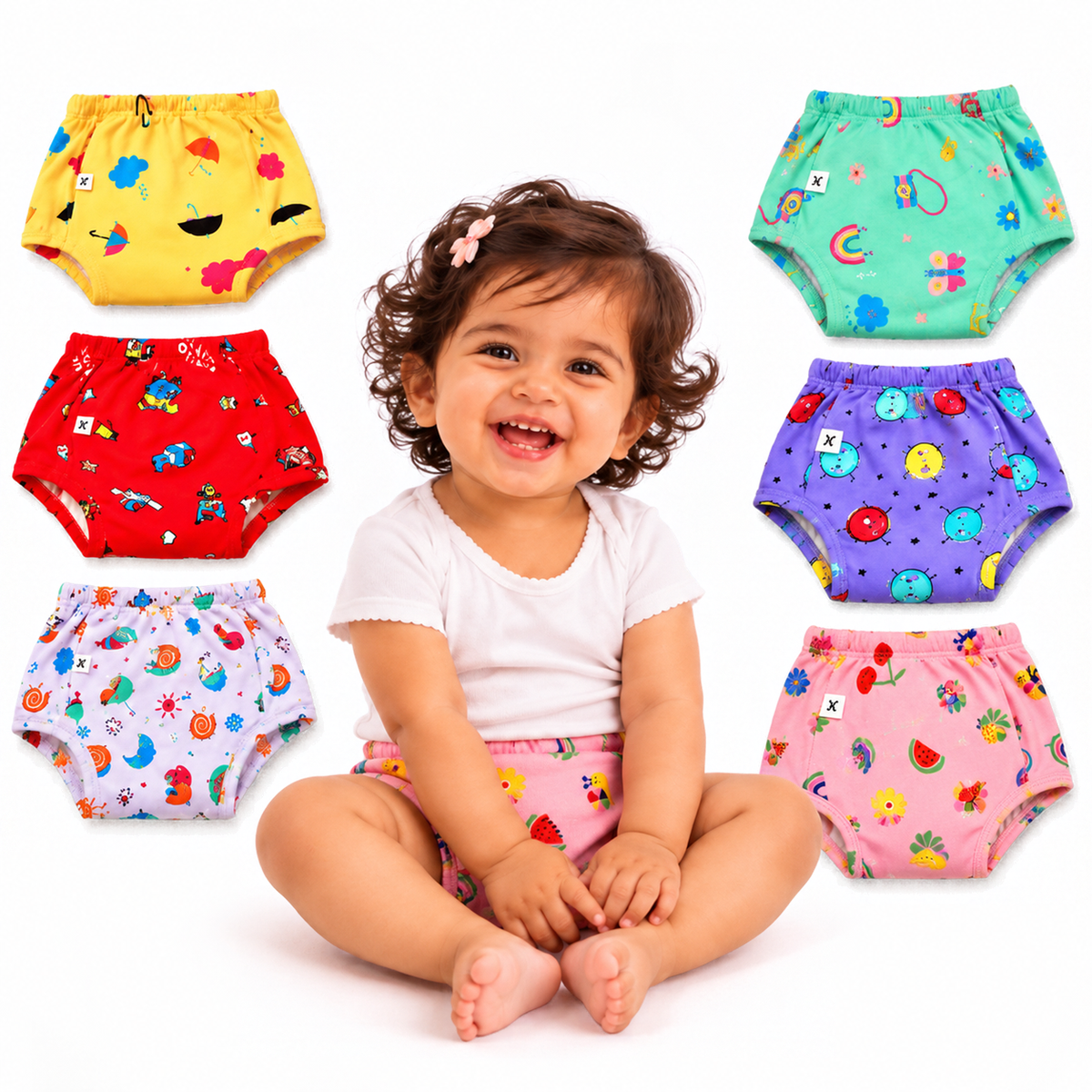 Bawse Baby Reusable Padded Underwear for Babies & Toddlers | Potty Training Pants | 3-Layer Cotton Padding | Absorbs 1 Pee | Diaper-Free Time