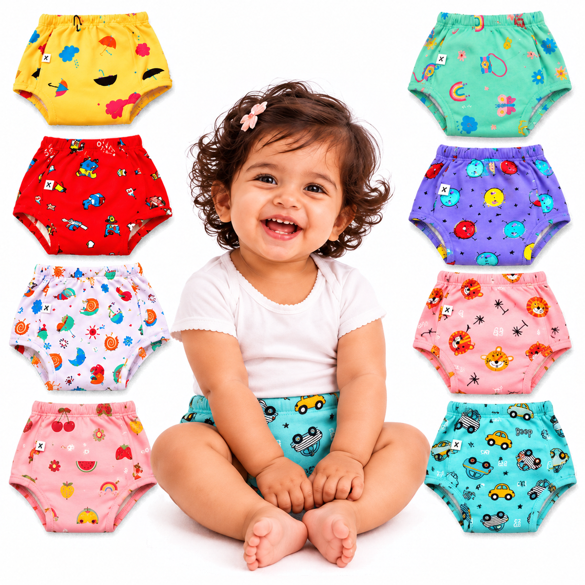 Bawse Baby Reusable Padded Underwear for Babies & Toddlers | Potty Training Pants | 3-Layer Cotton Padding | Absorbs 1 Pee | Diaper-Free Time