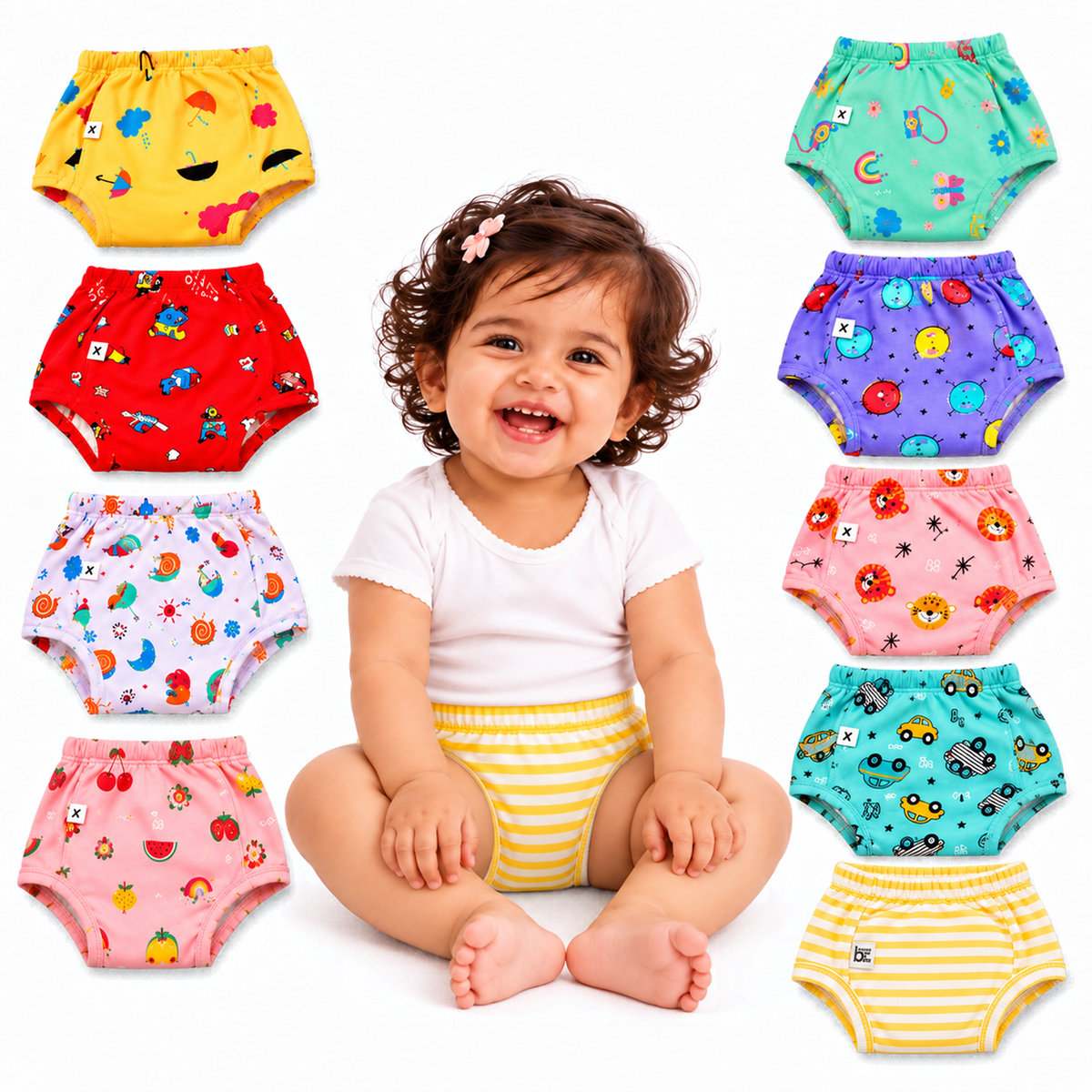 Bawse Baby Reusable Padded Underwear for Babies & Toddlers | Potty Training Pants | 3-Layer Cotton Padding | Absorbs 1 Pee | Diaper-Free Time