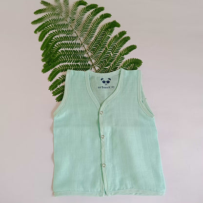 Muslin Pastel sleeveless jablas Front open