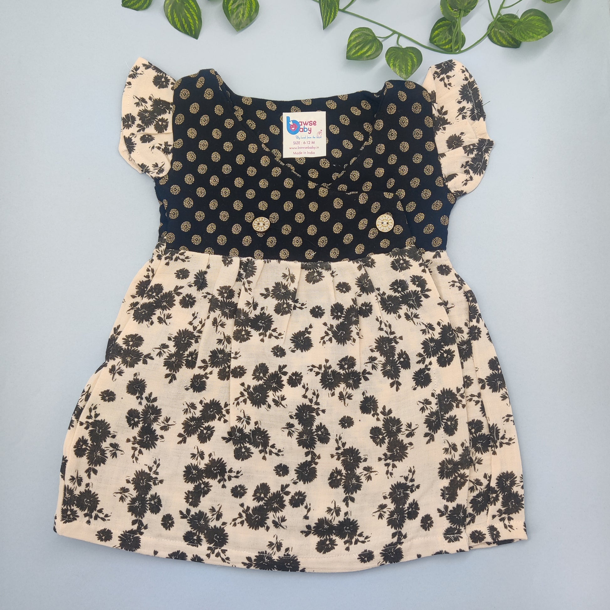 Black Forest crossover VARNA muslin frock with frill sleeve - Bawse Baby