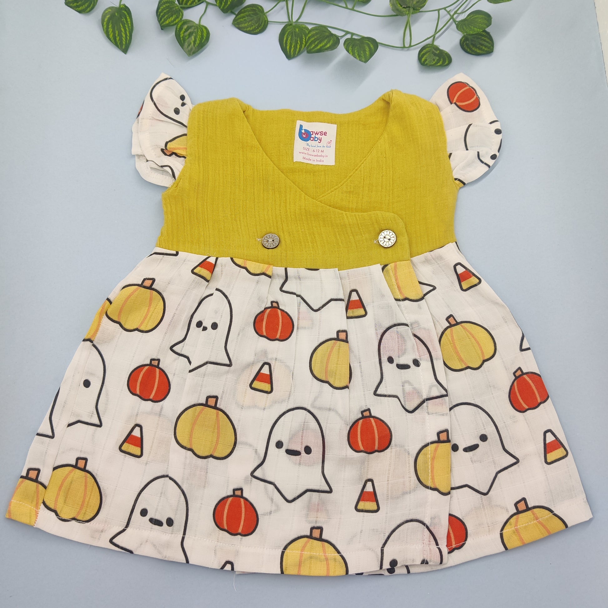 Halloween crossover VARNA muslin frock with frill sleeve - Bawse Baby