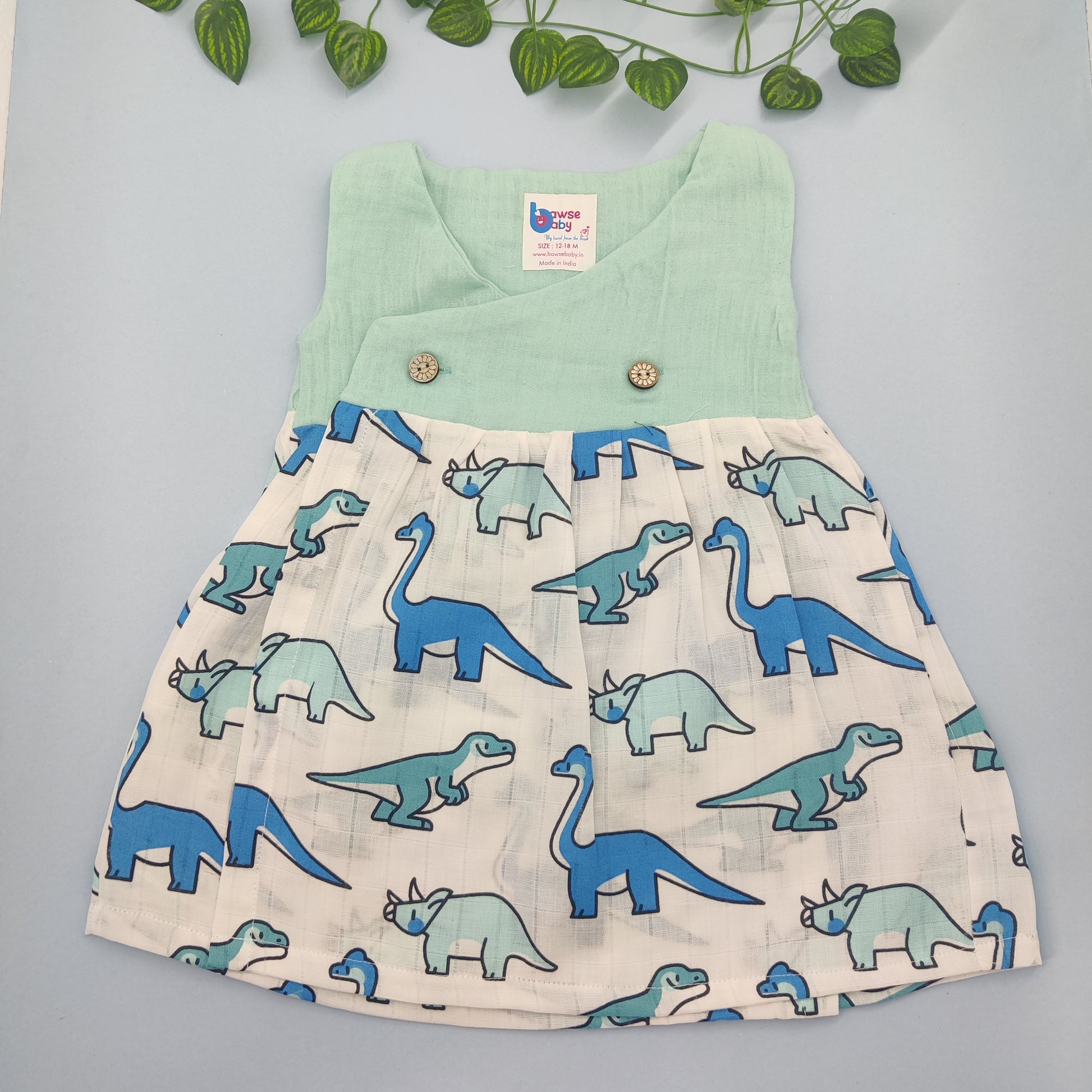 Dino crossover VARNA muslin frock Sleeveless - Bawse Baby