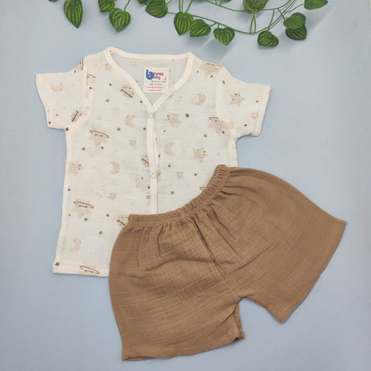 Ivory stars Crinkled muslin co-ords