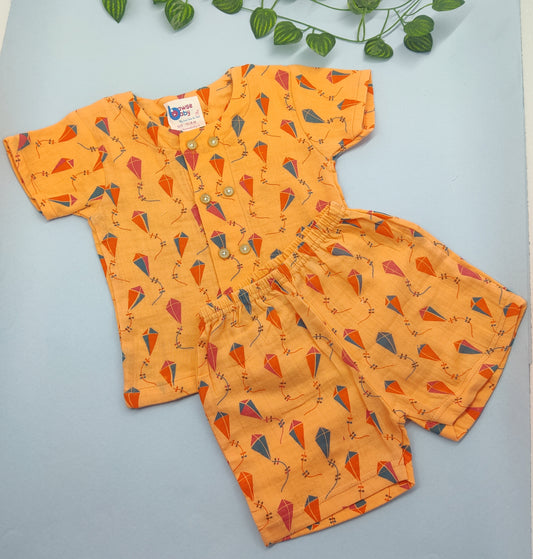 Orangy kite Crinkled muslin co-ords