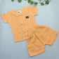Pastel orange solid Crinkled muslin co-ords