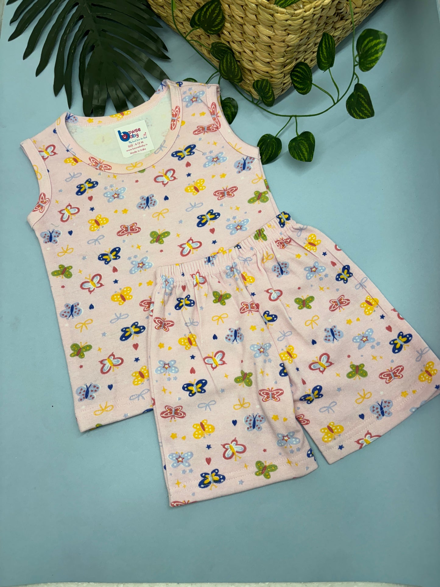 Pink Butterflies Knitted Co-ords - Sleeveless Unisex