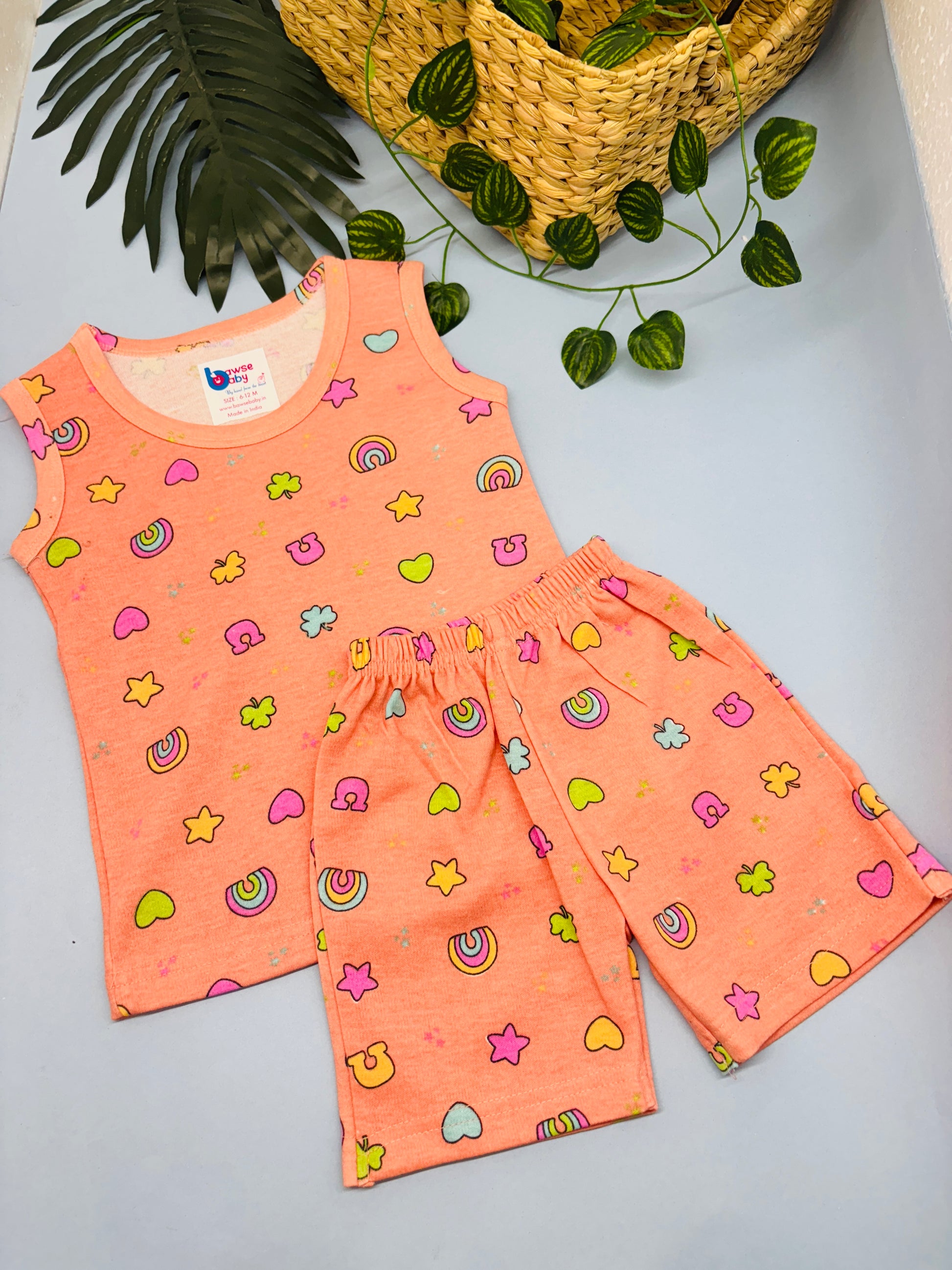 Orange garden Knitted Co-ords- Sleeveless Unisex - Bawse Baby