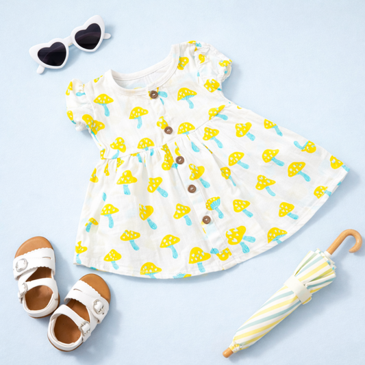 Muslin Mushroooms Frill Frock